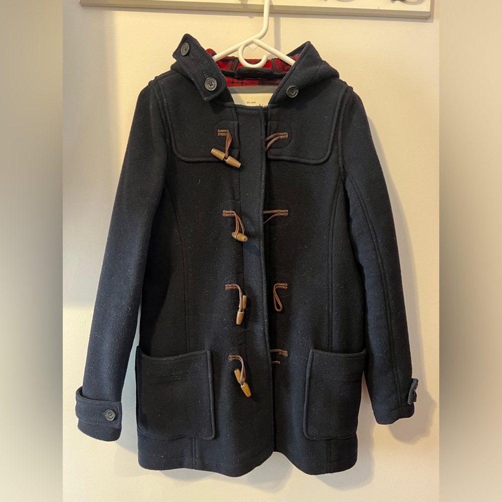 Abercrombie & Fitch Black Pea Coat with Brown Accents